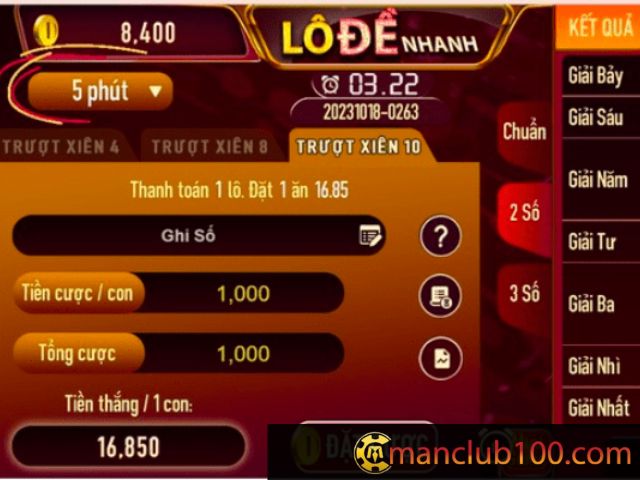 Hướng dẫn chơi lô đề Manclub kiểu thông thường - Đăng nhập và đặt cược số như thông thường